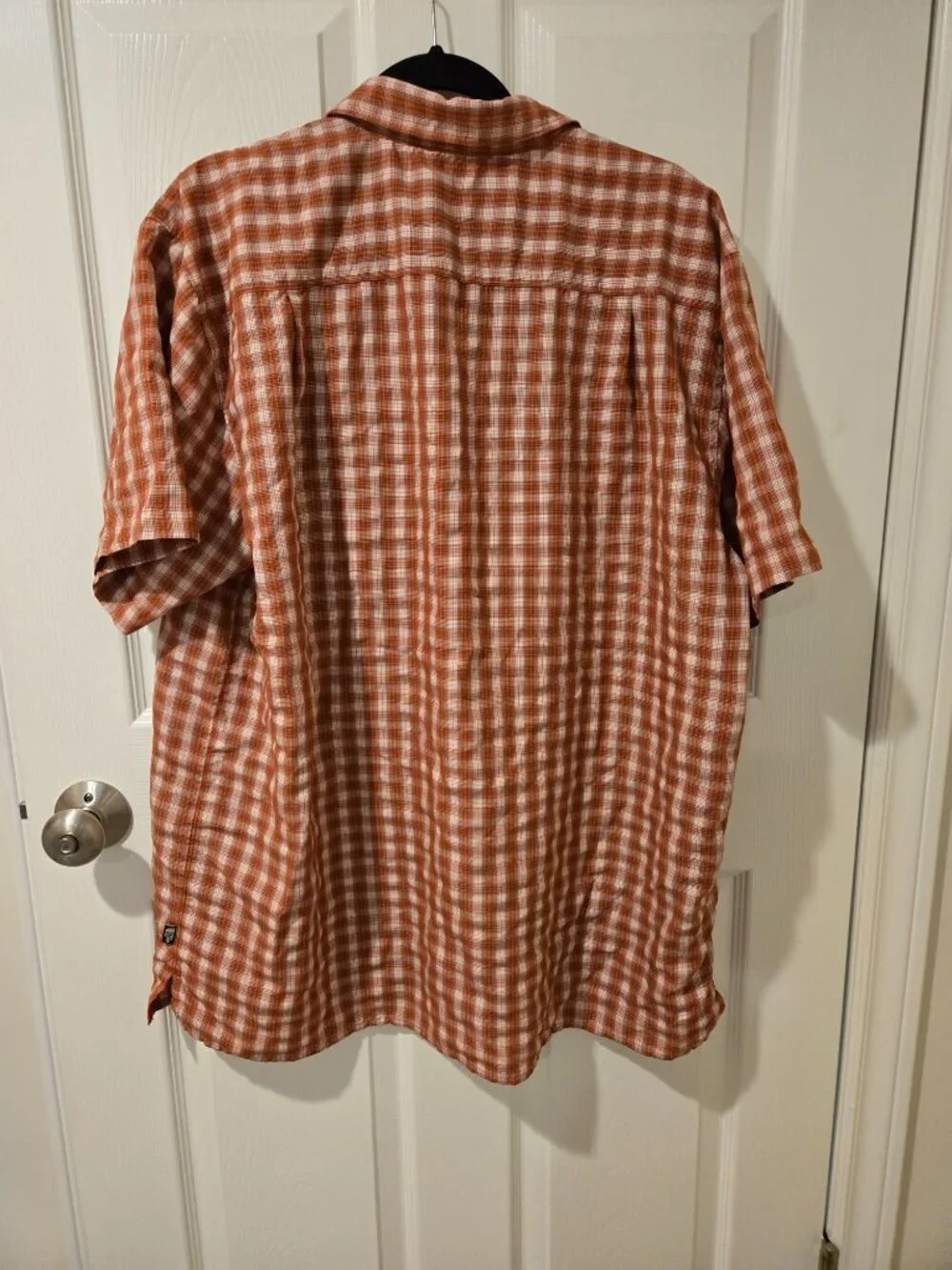The North Face Plaid Button Down Short Sleeved Shirt Orange XXL
